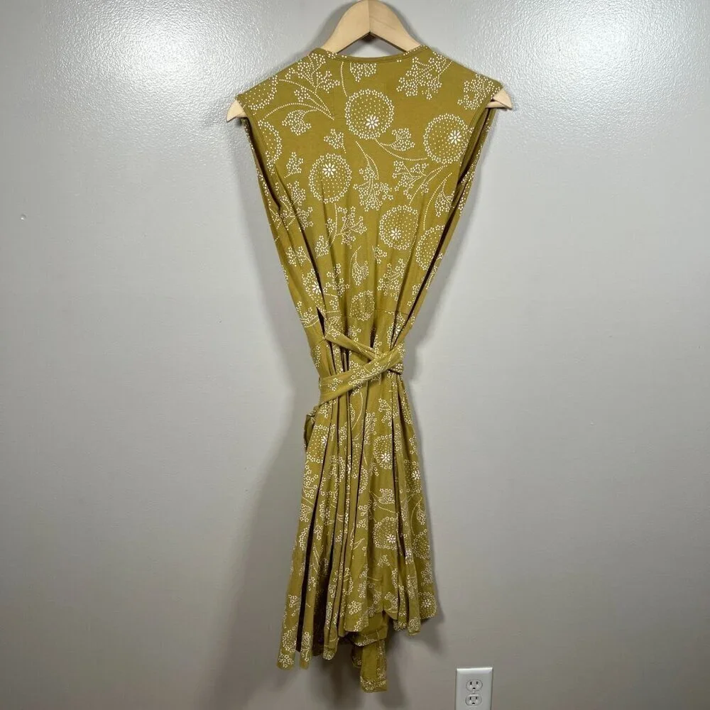 Effie's Heart Theresa Wrap Dress Size Small Green Floral Retro Knee Length - Picture 2 of 9